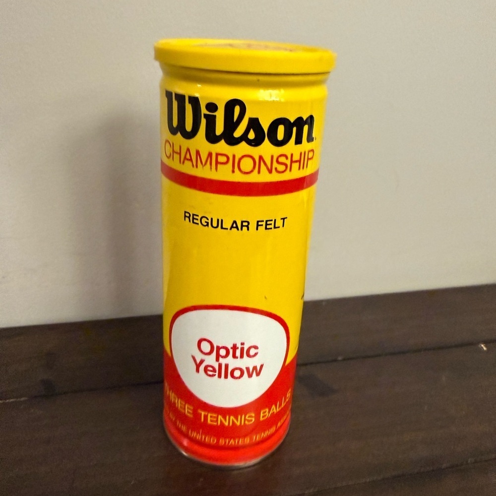 Vintage Wilson Championship Tennis Balls Metal Can Optic Yellow USTA Made in USA